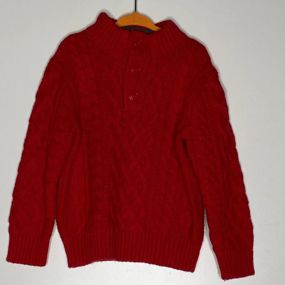 New Gap Toddler Mockneck Cable-Knit Red Sweater Boy's Size 3T